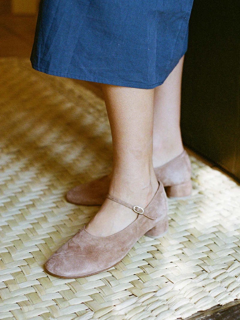 Loq Ema Mary Jane Heel Suede Clay 38 Or 8